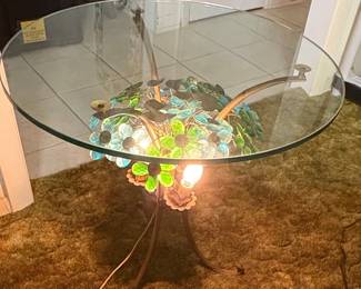 Vintage Toleware Floral Lamp Table