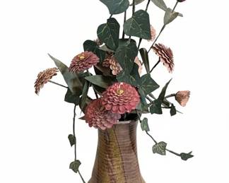 Mid-Century Modern Studio Pottery Vase with Floral Arrangement