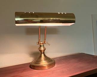 Vintage Brass Bankers Lamp with Underwriters Laboratories Certification