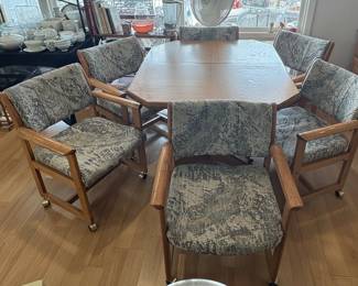 Vintage Chromcraft Hexagon Dining Set with Rolling Chairs