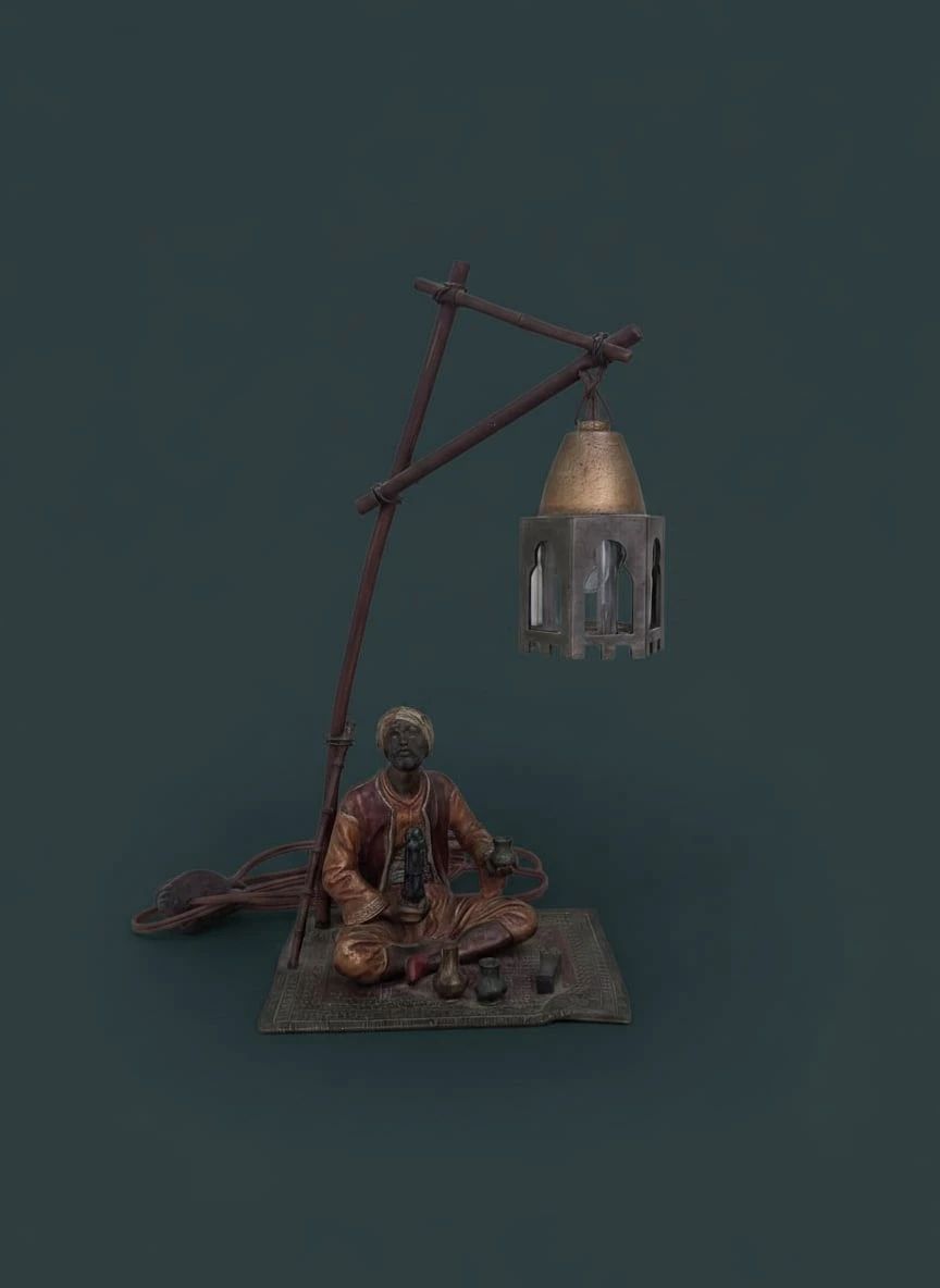 Franz Bergman Orientalist ColdPainted Bronze Figural Lamp