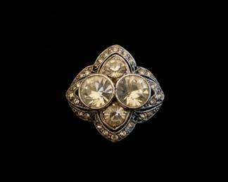 Vintage Quatrefoil Rhinestone Cocktail Ring