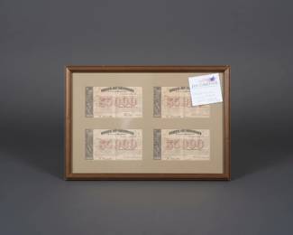 Antique State of Georgia $, Treasury Department Bond Certificate Framed