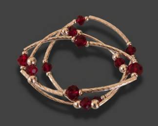 TripleStrand Twisted Wire Red Crystal Bangle Bracelet second image