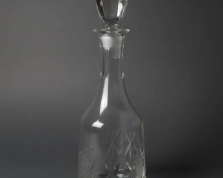 Vintage Cut Glass Decanter with Diamond and Fan Pattern