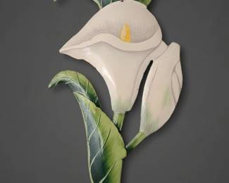 HandPainted Metal Calla Lily Wall Hook with Bud second image