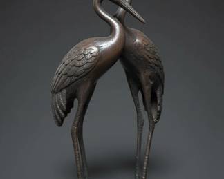 Vintage Solid Bronze Crane Sculpture eighth image