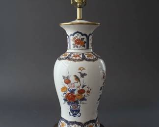 Imari Style Porcelain Floral and Bird Table Lamp