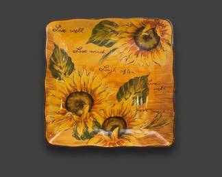 Maxcera Corp Sunflower With Writing Hand Painted Decorative Square Plate third image
