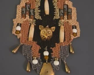 Artisan Macram and MixedMedia Owl Mask Statement Necklace second image