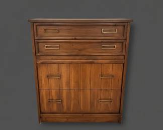 MidCentury Modern Drexel Cascade Walnut Drawer Highboy Dresser second image