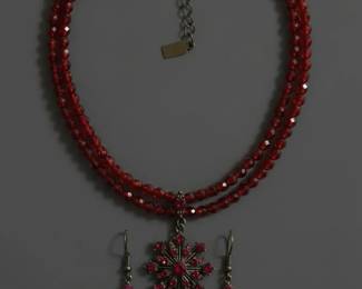 Sorrelli Ruby Red Crystal Starburst Pendant Necklace  Earrings Set second image
