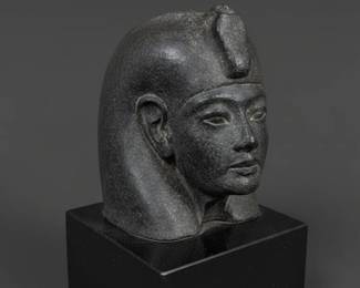 Egyptian Pharaoh Head Sculpture on Black Base second image