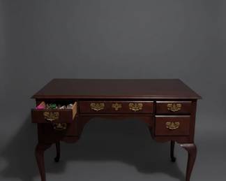 Queen Anne Style Mahogany Kneehole Writing Desk