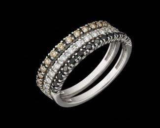 Black and White Diamond ThreeRow Eternity Band