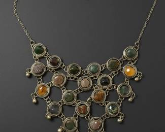 Vintage Tribal Agate Bib Necklace second image