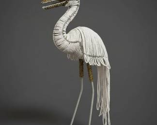 Vintage Beaded Wire Heron Sculpture second image