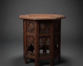 AngloIndian Octagonal Folding Table with Bone Inlay third image