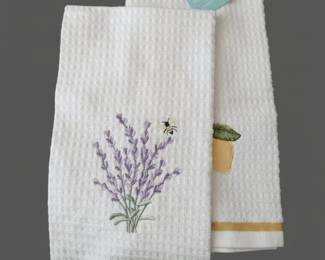 Ritz Embroidered Lavender and Lemon Kitchen Towel Set second image