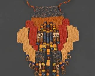 PeruvianStyle Woven Fiber and HandPainted Bead Necklace third image