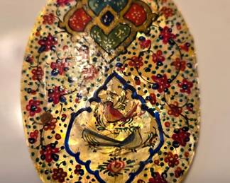 Persian HandPainted MotherofPearl Miniature Pendant with GoloMorgh Motif
