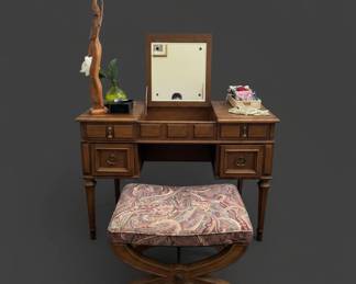 Vintage FlipTop Vanity Desk with Stool