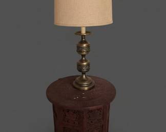 Vintage James Mont Style Brass and Wood Table Lamp