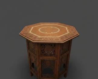 AngloIndian Octagonal Folding Table with Bone Inlay B fourth image