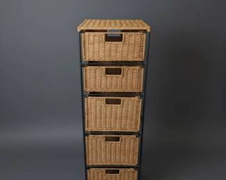 FiveDrawer Wicker and Metal Storage Tower second image
