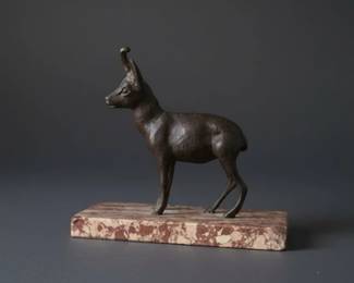 Bronze Gazelle Sculpture on Marble Base, attributed to Barye second image