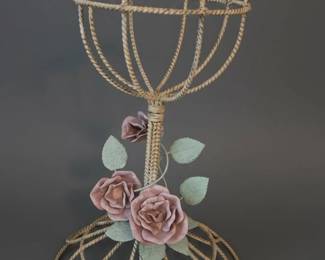 Vintage Wire Hat Stand with Floral Accents second image