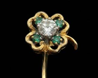 Estate Emerald and Diamond FourLeaf Clover Ring