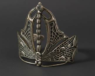 Art Nouveau Style Sterling Silver Dragonfly Cuff Bracelet second image