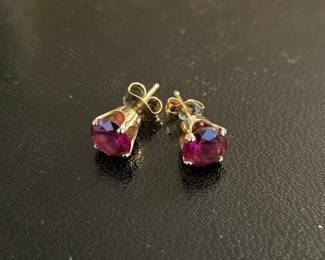 k Gold Rhodolite Garnet Stud Earrings second image