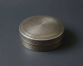 Vintage Sterling Silver EngineTurned Round Pill Box second image