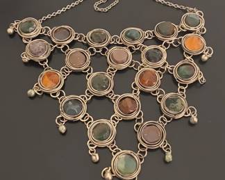 Scottish Pebble Agate Bib Necklace second image