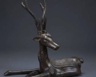 Vintage Sarreid Style Brass Deer Sculpture second image