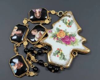 Vintage Portrait Bracelet and Christmas Tree Pendant second image