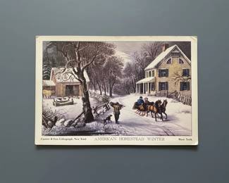 Currier  Ives American Homestead Winter Postcard sixth image