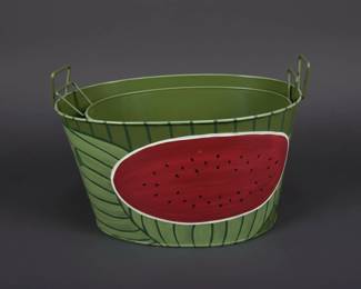 Watermelon Motif Metal Oval Planters or Buckets second image