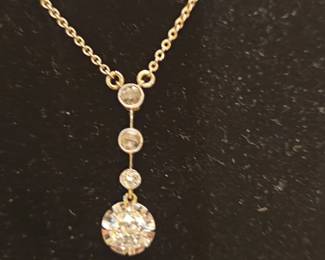 Antique Vertical Drop Diamond Necklace second image