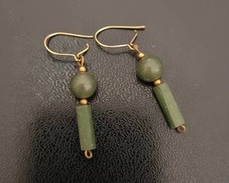 Vintage Nephrite Jade and GoldFilled Earrings second image