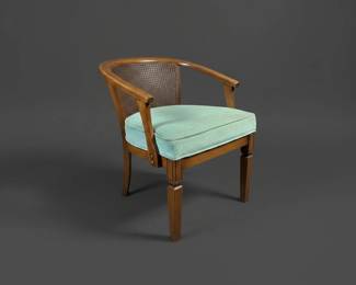 MidCentury Modern Barrel Cane Back Armchair fourth image