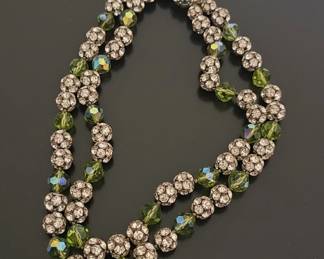 Vintage Green Crystal and Rhinestone Necklace second image