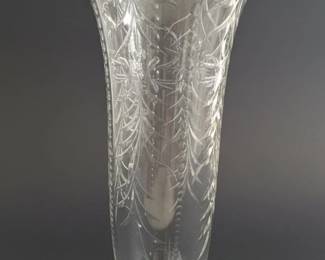 Vintage Etched Crystal Wheat Stalk Vase second image