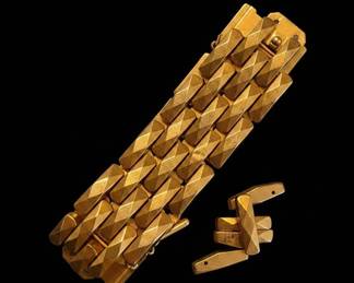 Vintage K Yellow Gold Brick Link Bracelet