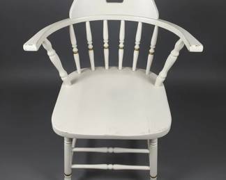 Vintage White Painted Windsor Captains Chair second image