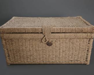 Woven Seagrass Storage Trunk with Coconut Shell Button Closure second image