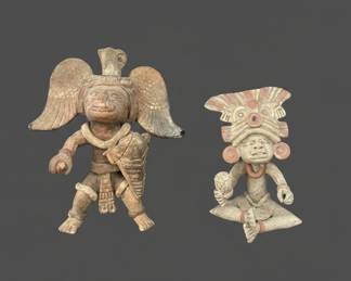 Pair of Decorative PreColumbian Style Ceramic Figures