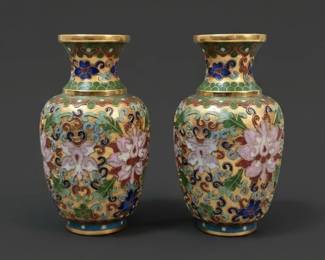 Pair of Miniature Chinese Cloisonn Enamel Vases second image